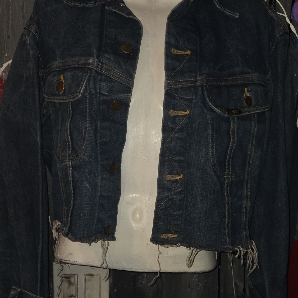 Lee Dark Blue Distressed Jean Jacket